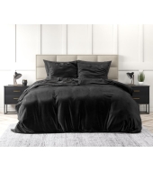 Sametine voodipesu "Velvet Uni Black" 200x220 cm,  3 osaline, pehmest mikrofiibrist