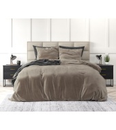 Sametine voodipesu "Velvet Uni Taupe" 200x220/240,  3 osaline, pehmest mikrofiibrist